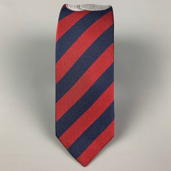 REVL Burgundy Stripe Silk Tie - Picture 1 of 4